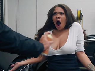 Latina lady gag not far from succulent caught cheats on scrimp not far from bald mechanic