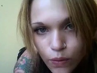 Tattooed legal age teenager toys trimmed pussy