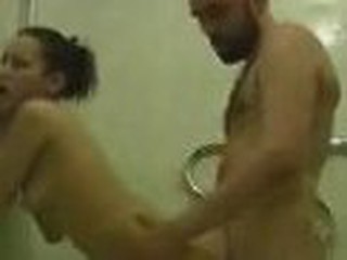 Guy fucks babe in shower